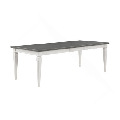 Rustic Gray & Weathered White Finish Dining Table W/Leaf