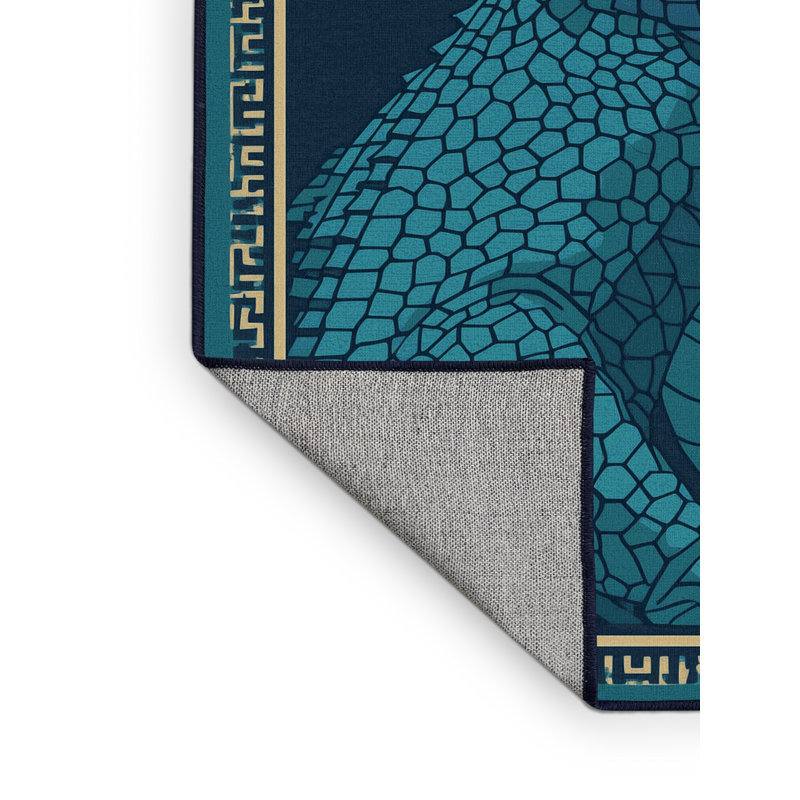 Tapis géométrique rustique bleu lavable à la machine Hamilton Sobek, 2 x 3