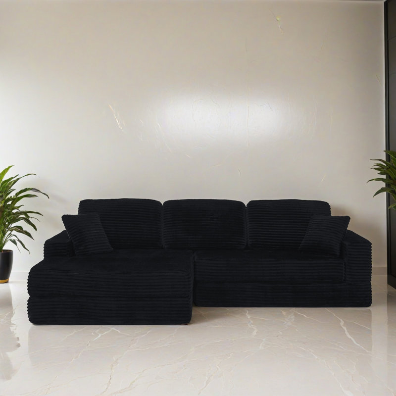 Canapé-lit modulaire 2 pièces pour salon, Polyester noir