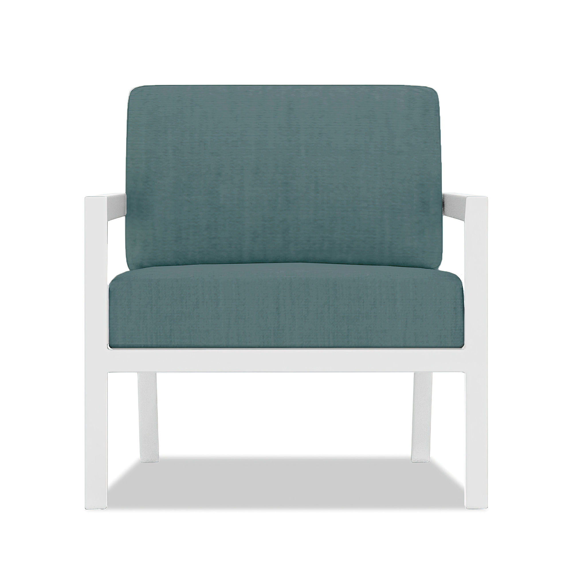 Vivant Patio Chair with Sunbrella® Cushions, Cast Lagoon, White
