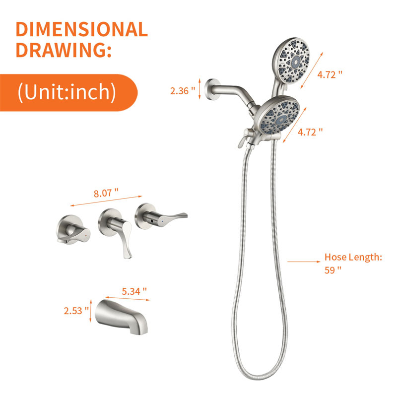 Volume Control Complete Shower System with Rough in-Valve, Brushed Nickel
