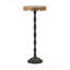 Table d'appoint en fer noir avec plateau en bois brun festonné-1082657067