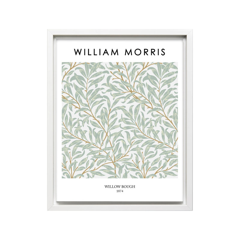 William Morris - Willow Bough No1, Canvas, White Framed, 16"H x 20"W