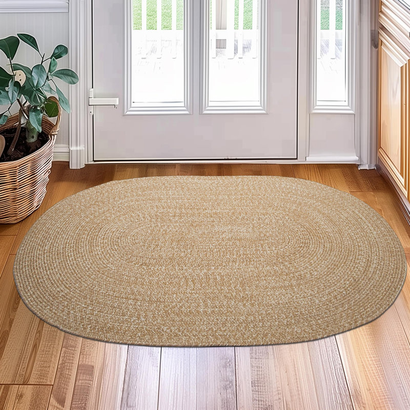 Tapis brun tressé à la main Élisondo, Ovale 2 pi x 3 pi