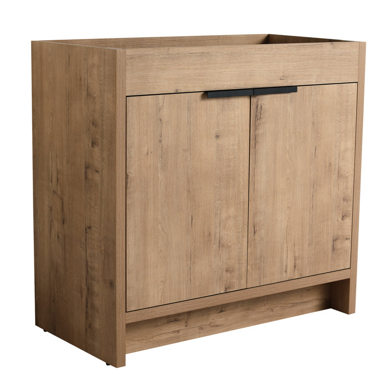 Meuble-lavabo autoportant 36 po avec poignées en métal 36 po imitation chêne couleur Bvb02436imo, Imitative Oak