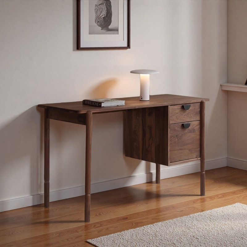 Bureau rétro en bois de noyer massif de haute qualité, H 29,92 po x l 47,24 po x P 21,65 po