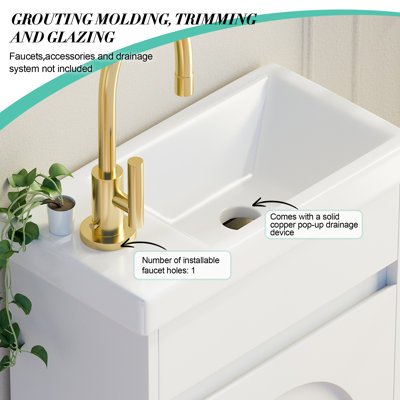 21mm Single Bathroom Vanity with Drop In Ceramic Basin