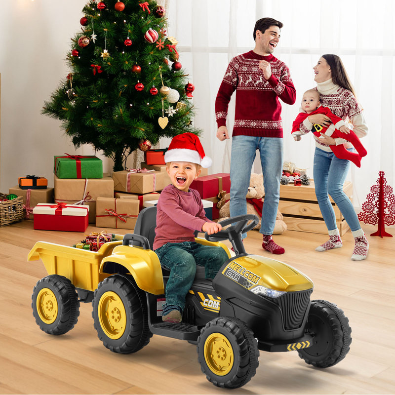 Ride On Tractor with Remote Control, Yellow