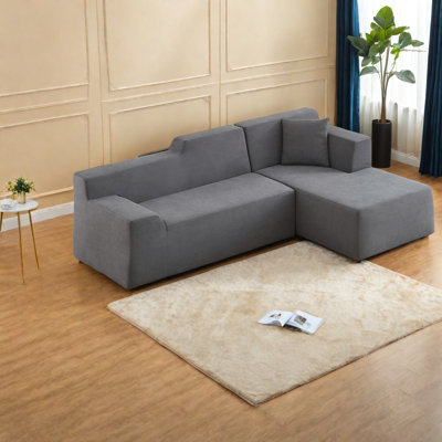 Modern L-shaped Sofas, Corduroy High Back, Ideal For Home Living