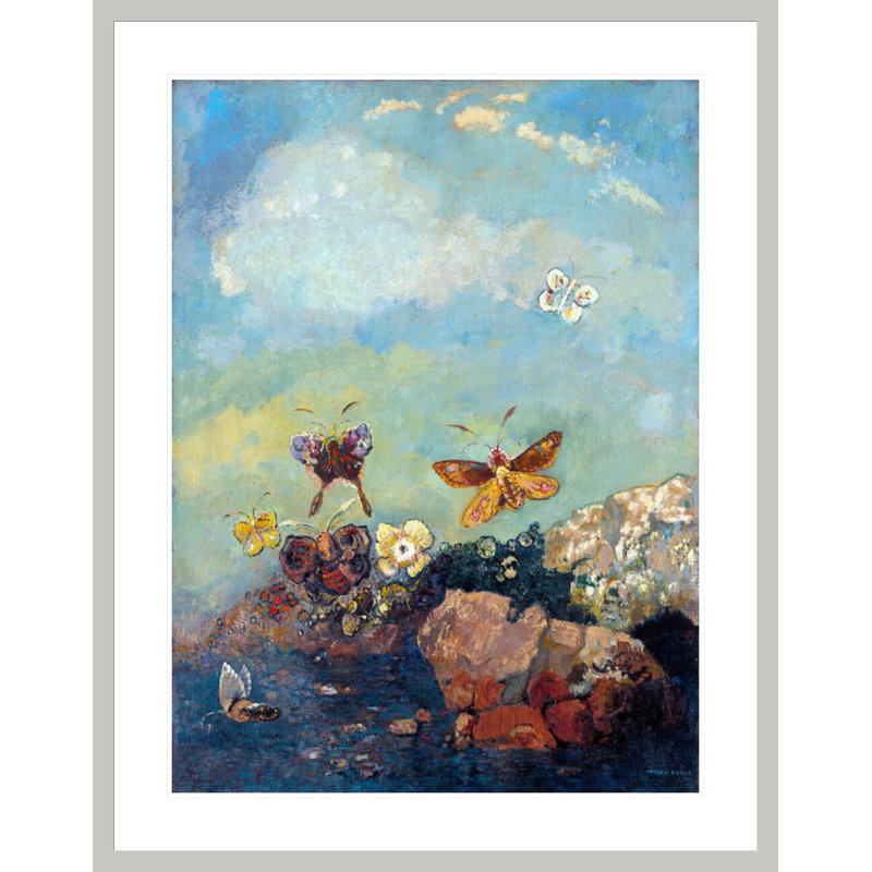 «Butterflies» par Odilon Redon, impression giclée sur cadre, H 41,5 po x l 32,61 po