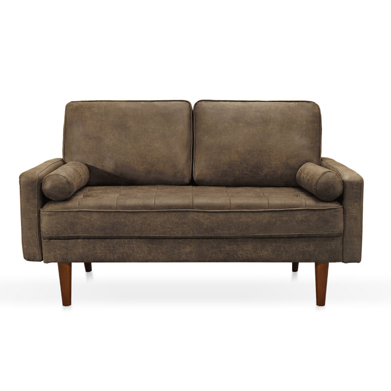 Mixon 58''  Square Arm Sofa Loveseat, Brown