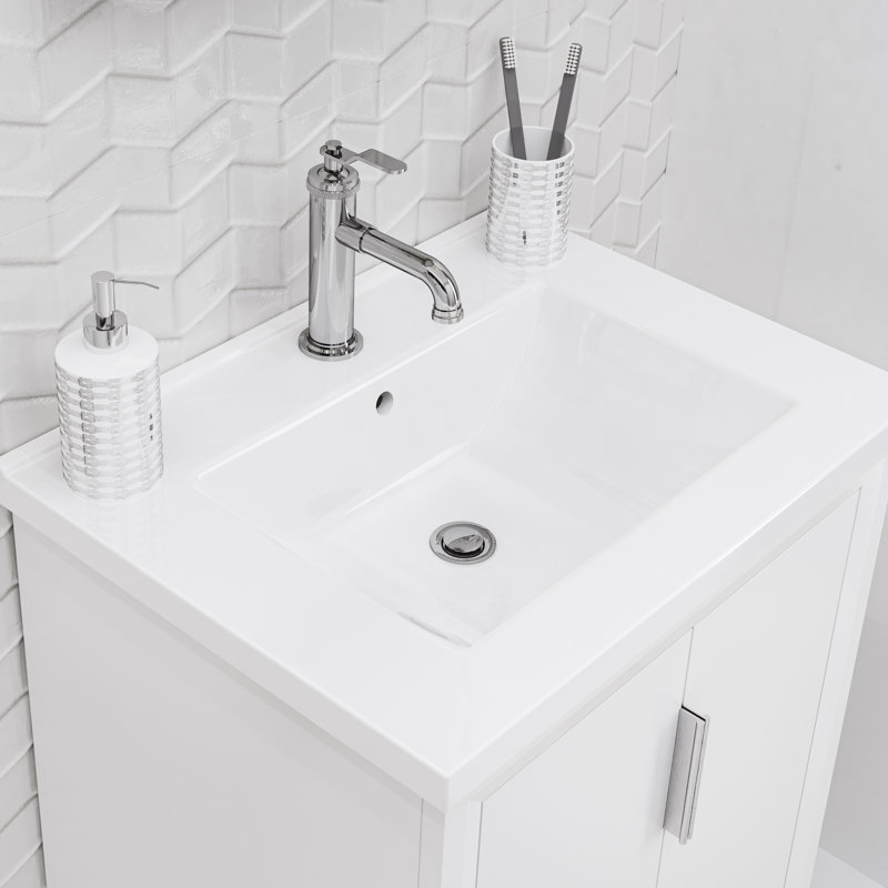 Ensemble de meuble-lavabo simple 24 po Elise, Blanc pur, Chrome