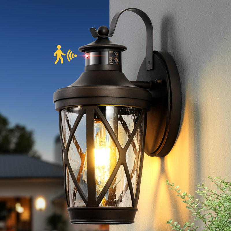 Oil Rubbed Bronze Motion Sensor Outdoor Wall Lights with Hardwired, Oil Rubbed Bronze