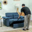 HOMCOM Pull Out Sofa Bed Fabric 2 Seater Click Clack Sofa Bed Settee Blue-405336429