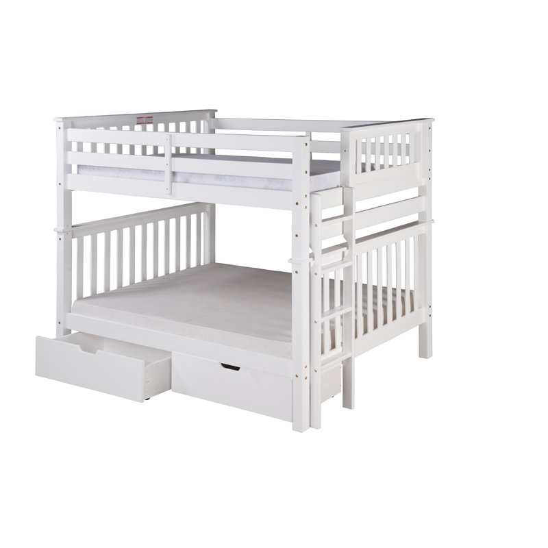 Abdullah Kids Bunk Bed, Full Over Full, White