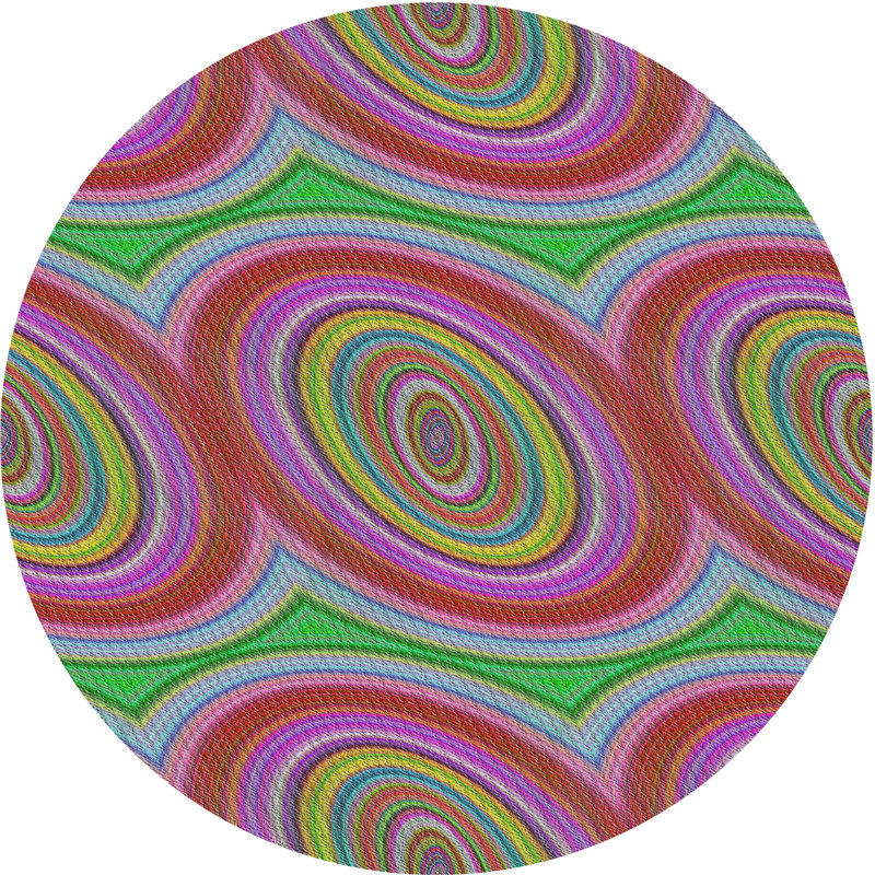 Tapis rose motif/rouge/vert, Rond 5 pi