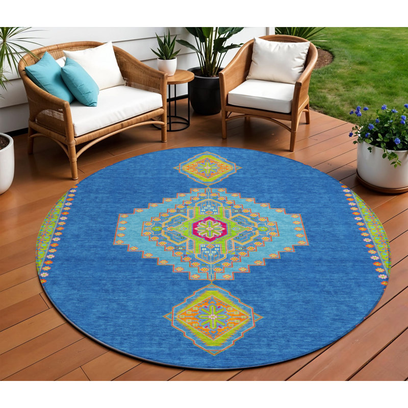 Tapis rond 8 po Denim Blue