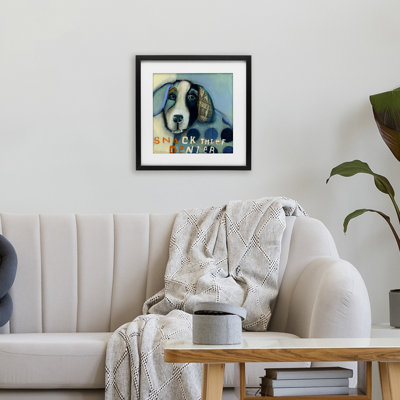 «Snack Thft Denier Dog», reproduction encadrée sous verre, conception de Stacy Milrany