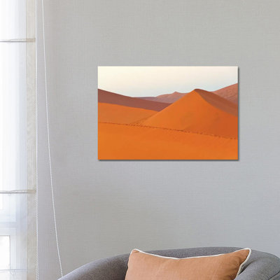 Tourists Hiking on Sand Dune 45 In Southern Namib Desert. Sossusvlei, Namib-Naukluft NP, Namibia 1 Piece Wrapped Canvas Wall Art