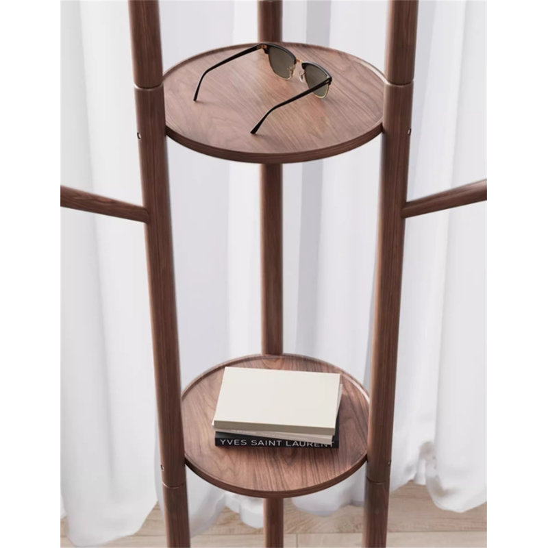 Rotatable Solid Wood Clothes And Hat Stand, Brown