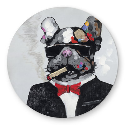 Smoking Gangster Bulldog Rug - Outdoor Dog Area Decor
