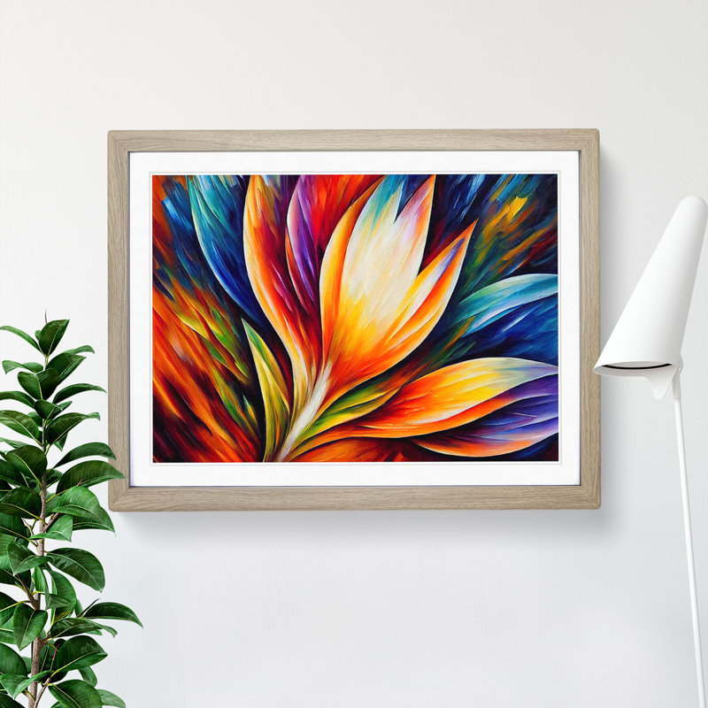 Bird Feather - Single Picture Frame Painting, 25cm H x 34cm W x 2cm D, Oak Framed