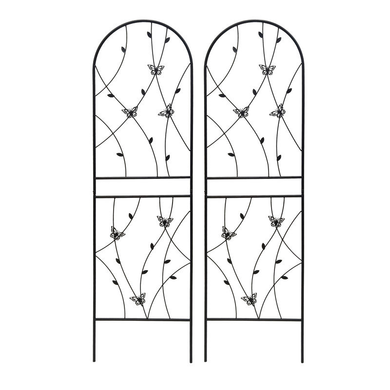 Ensemble de 2 treillis de jardin en métal 71 po x 19,7 po résistant à la rouille, plante grimpante, support à vigne pour l'extérieur, noir