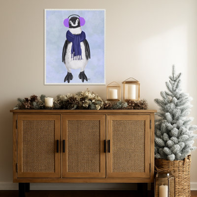 «Penguin Ear Muff» par Fab Funky, impression sur toile encadrée