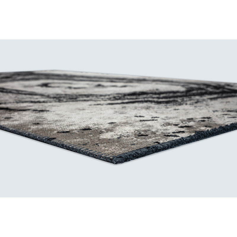 Rapture Gray/Black Abstract Luxury Area Rug, Rectangle 7'10" x 9'10"