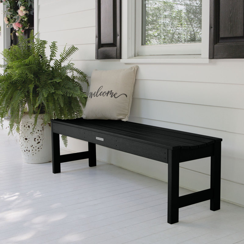 Arbnora Recycled Plastic Picnic Bench, 17.3" H x 56.8" W x 15.8" D, Black