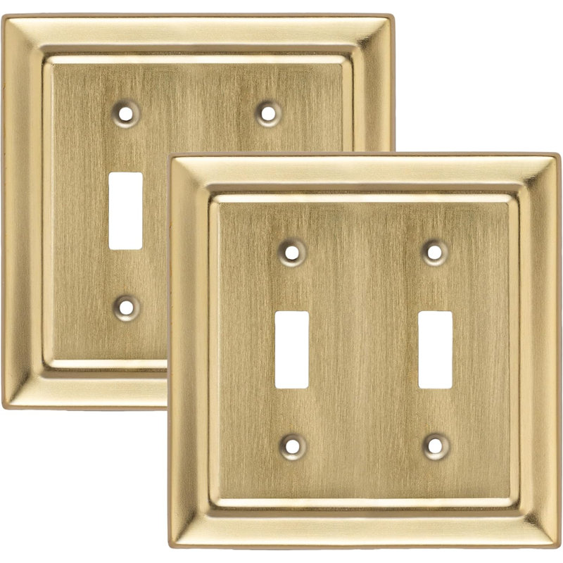 Architectural 2 - Gang Toggle Light Switch Standard Wall Plate, 2, Gold