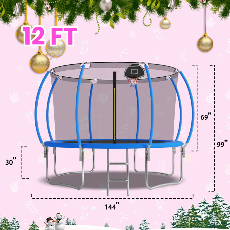 Trampoline rond pour cour arrière avec enceinte sécuritaire, grand trampoline d'extérieur pour enfants et adultes - Usage intensif