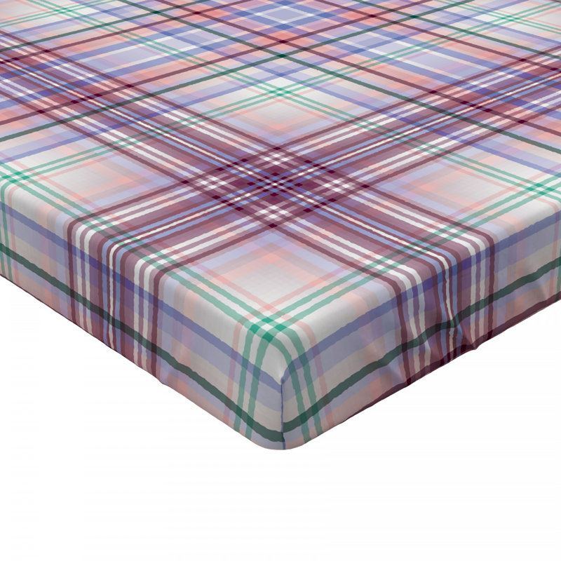 Microfiber Plaid Fitted Sheet, Twin XL Fitted Sheet, Light Blue, Plaid 13