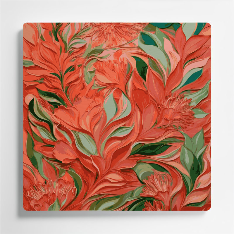 Abstrait floral 93, art mural en métal brun