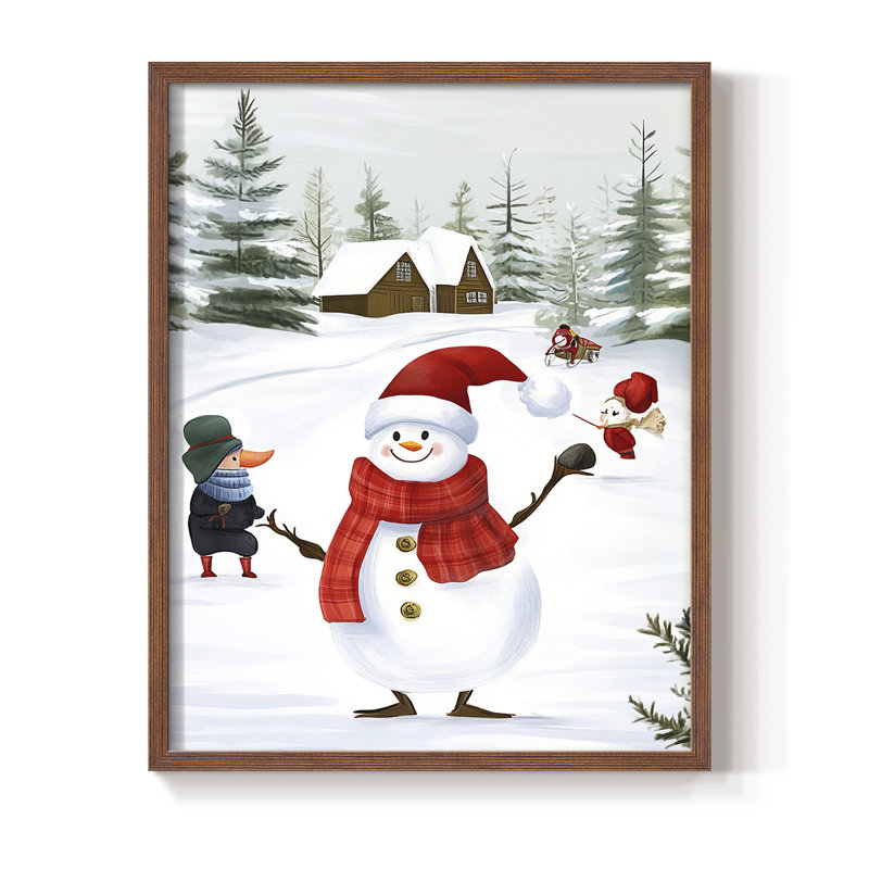 «Christmas Holiday Art CCXLV III», reproduction d'art encadrée - bois massif, H 21 po x l 17 po, Noyer