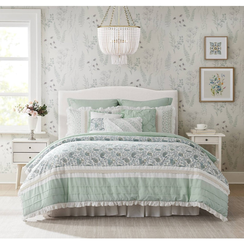 Lit Dawn King Bedding, Édredon très grand californien + 8 pièces suppl, Turquoise