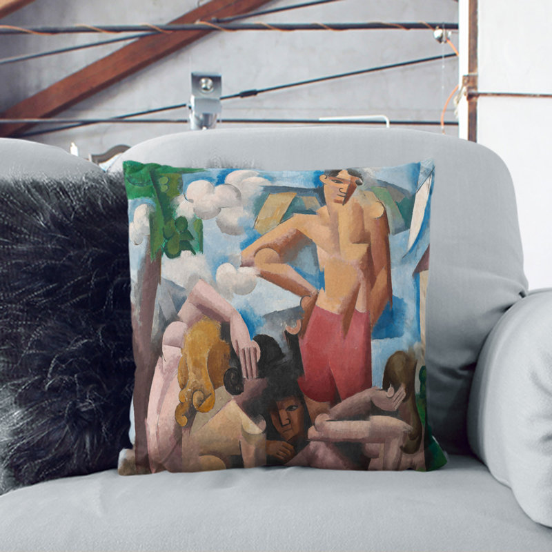The Bathers Scatter Cushion, 40cm H x 40cm W x 15cm D, Stone