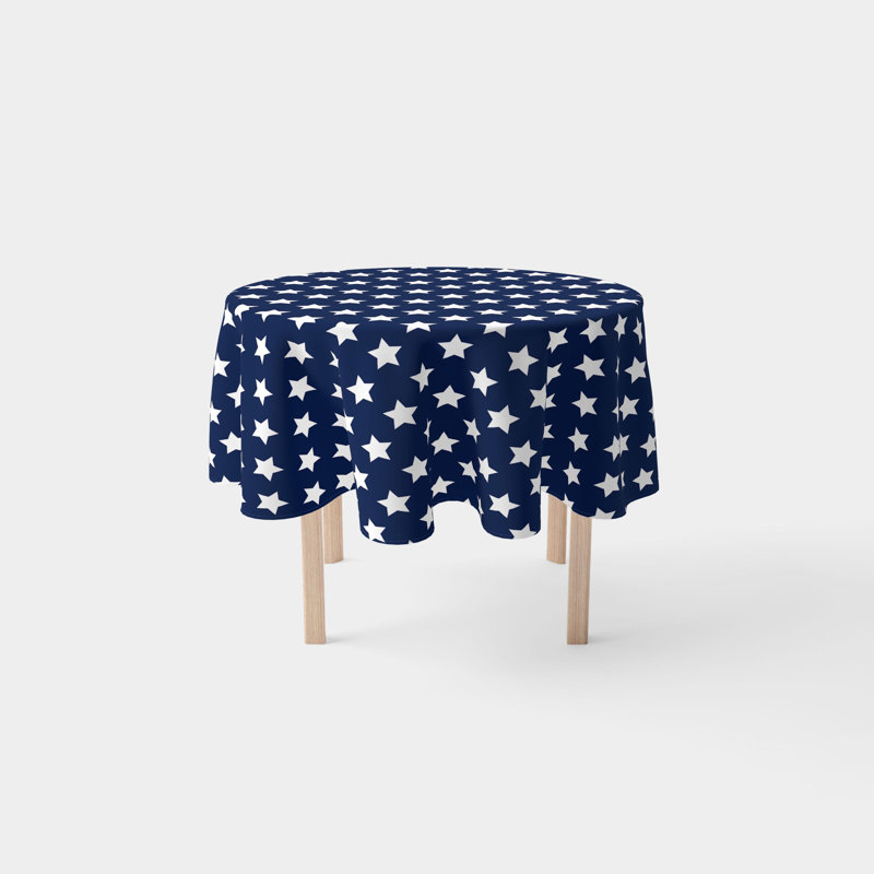 Pulcova Geometric Round Tablecloth, Navy, 90" x 90"