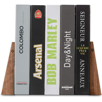 Serre-livres pour tablettes - Serre-livres en bois faits à la main avec base en métal, noyer - Porte-livres robustes pour livres lourds - Accessoires de livres décoratifs modernes et sophistiqués pour tenir les livres fermement sur la bibliothèque
