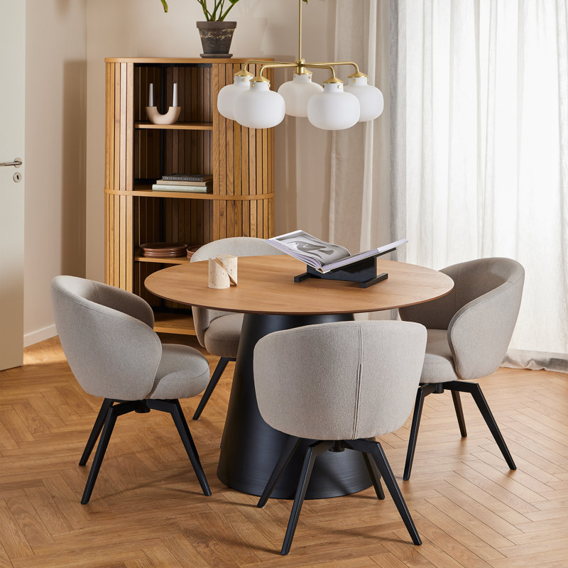 4 - Person Dining Set, Beige/Black