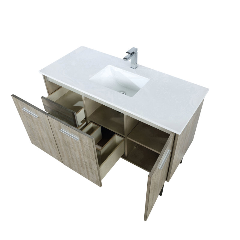 Lancy 48 in W x 20 in D Bath Vanity and Faucet Set, White Cultured Marble