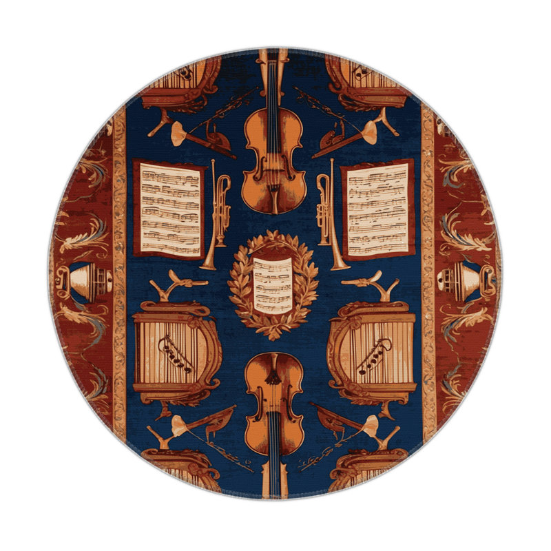 Tapis d'intérieur et d'extérieur brun français, Rond 5 pi