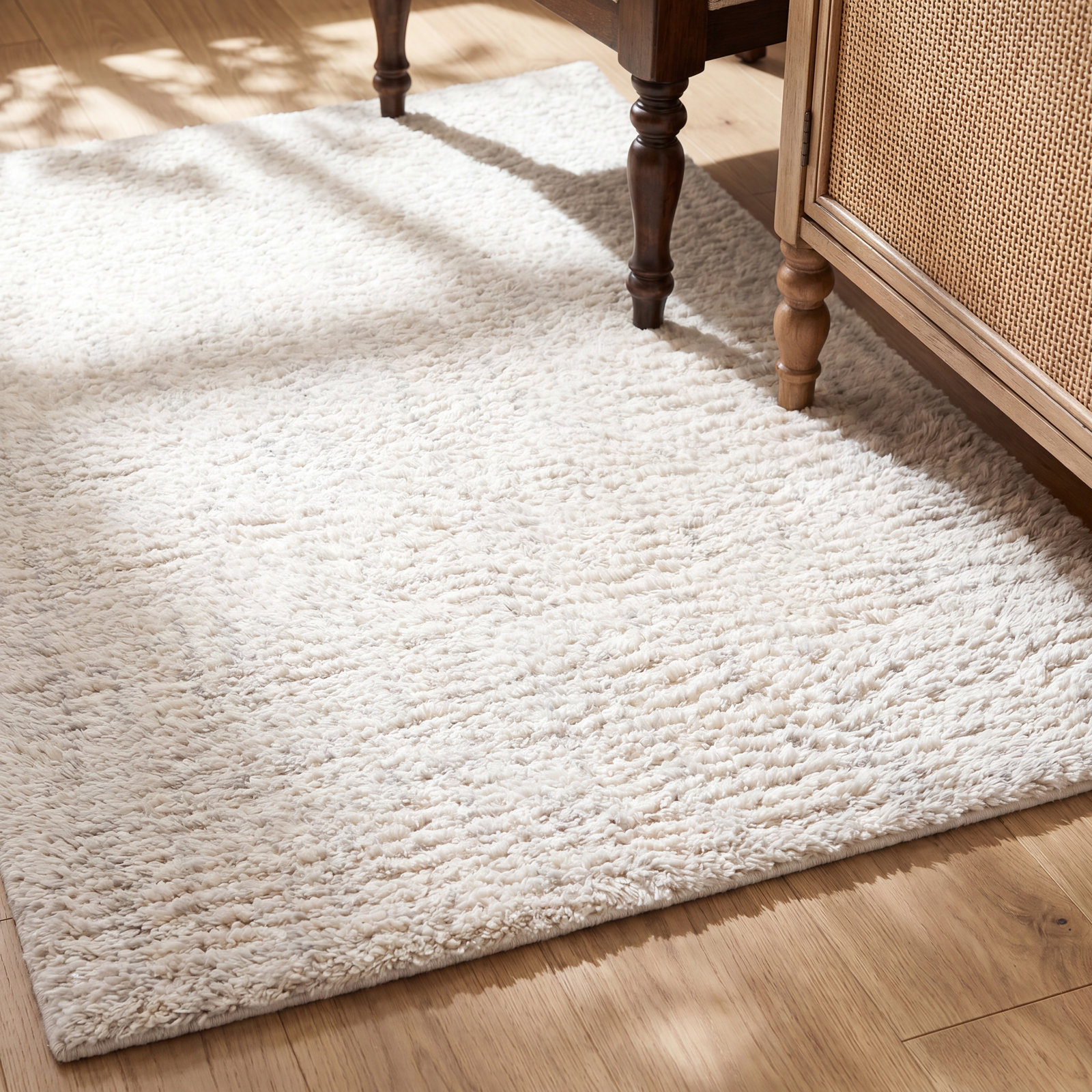 Silver Ivory Hand-Woven Rug, Rectangle 4' x 6'
