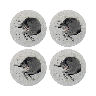 Zodiac Taurus Vegan Leather Round Pebble Placemat