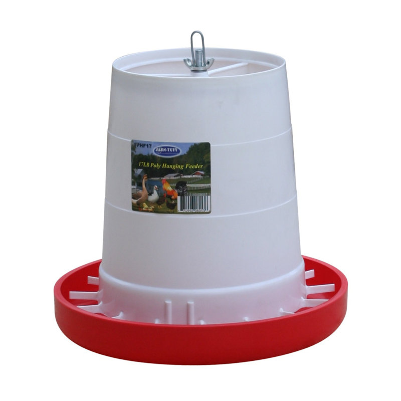 Farm Tuff Durable Outdoor Hanging Plastic Poultry Feeder with Flow Rates for Chickens, 17lb Capacity