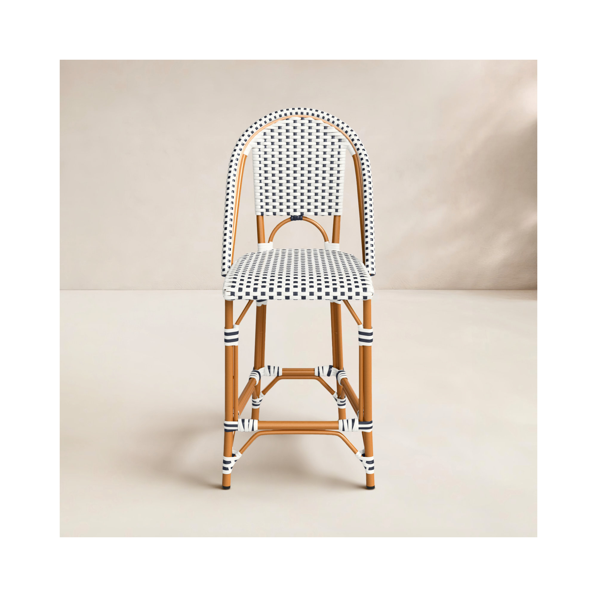 Kesa California 25" Patio Counter Stool, White/Navy