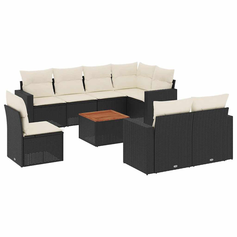 Ensemble de canapé de jardin Vidaxl noir, crème