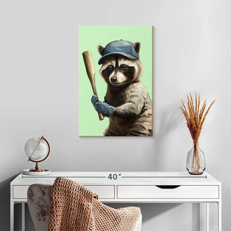 Ketti Sporty Racoon - Baseball, 24" H x 16" W