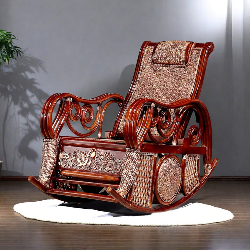 Chaise berçante en rotin décontractée Balcon, Brun; brun rougeâtre