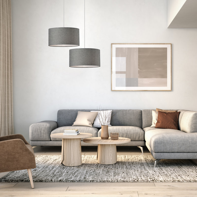 Luminaire suspendu tambour simple à 1 lumière Elraine, Gris